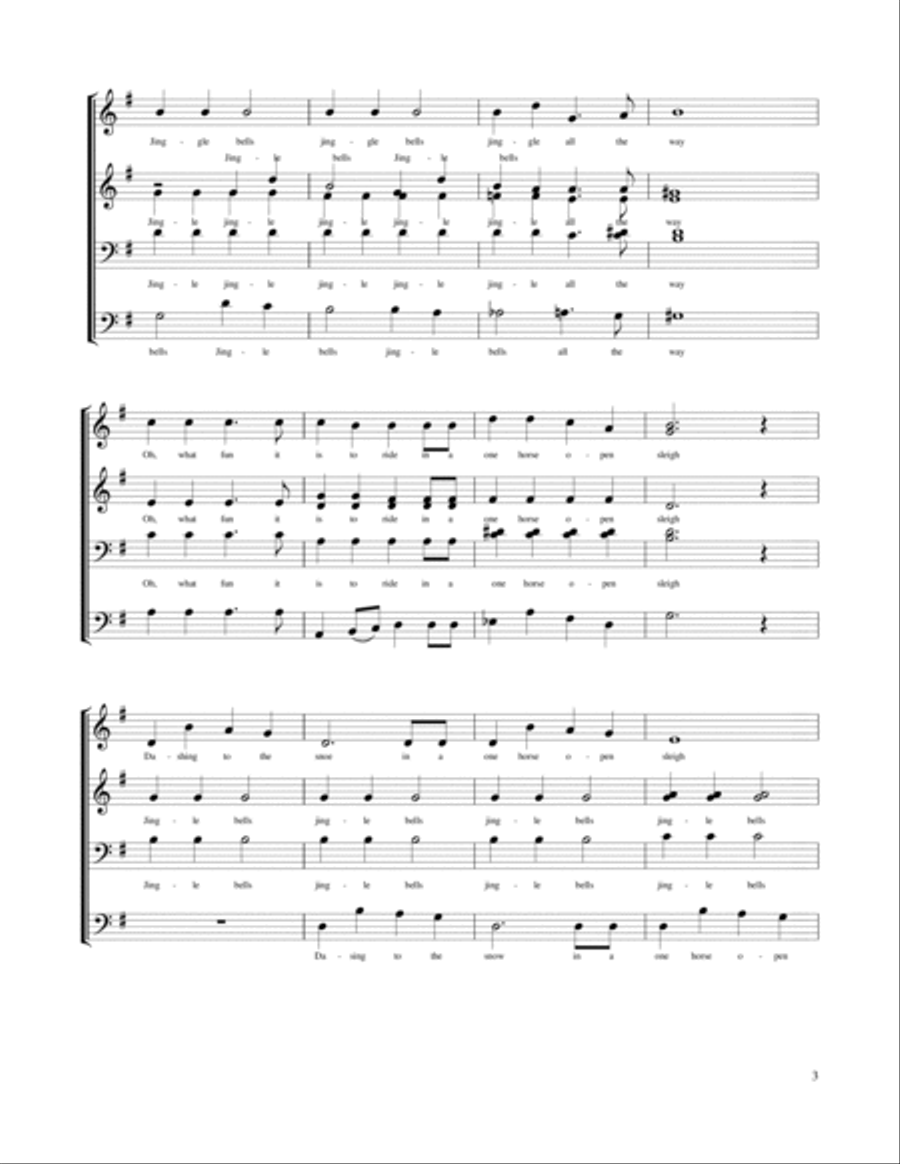 Jingle Bells 4-Part scores gallery preview page 3
