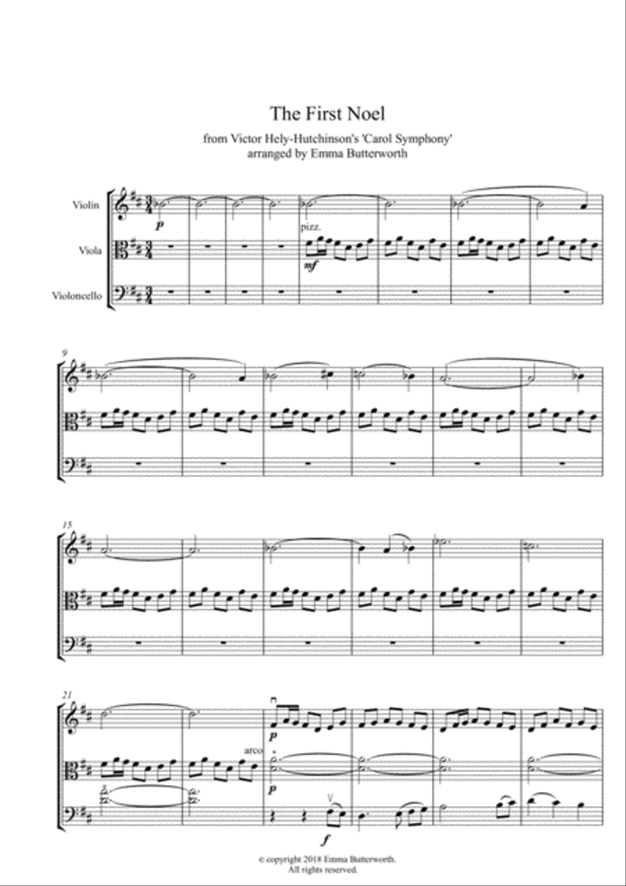 The First Noel for violin, viola & cello String Trio scores gallery preview page 3
