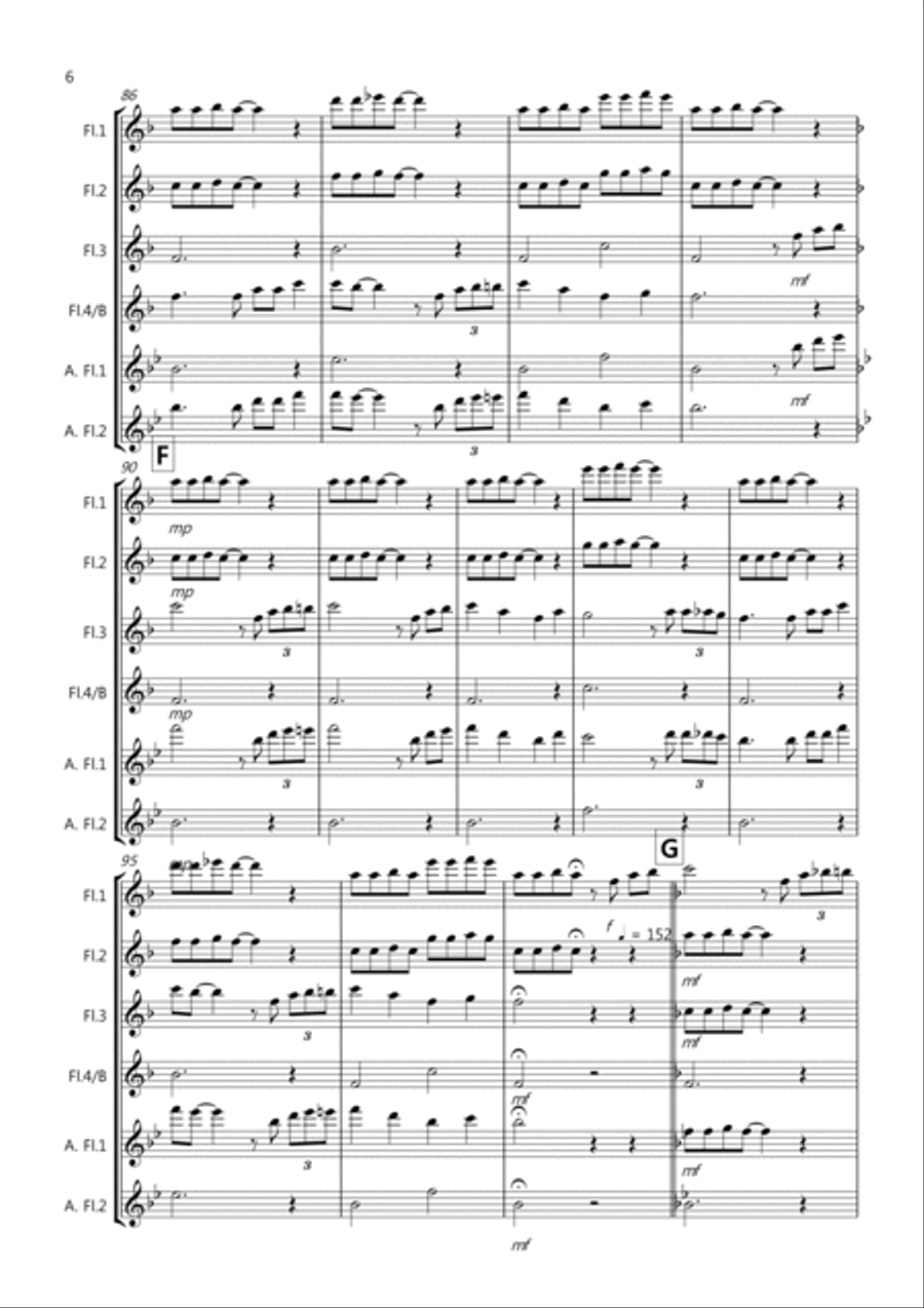 The Saints Go Jazzin' In! for Flute Quartet Flute Quartet scores gallery preview page 6