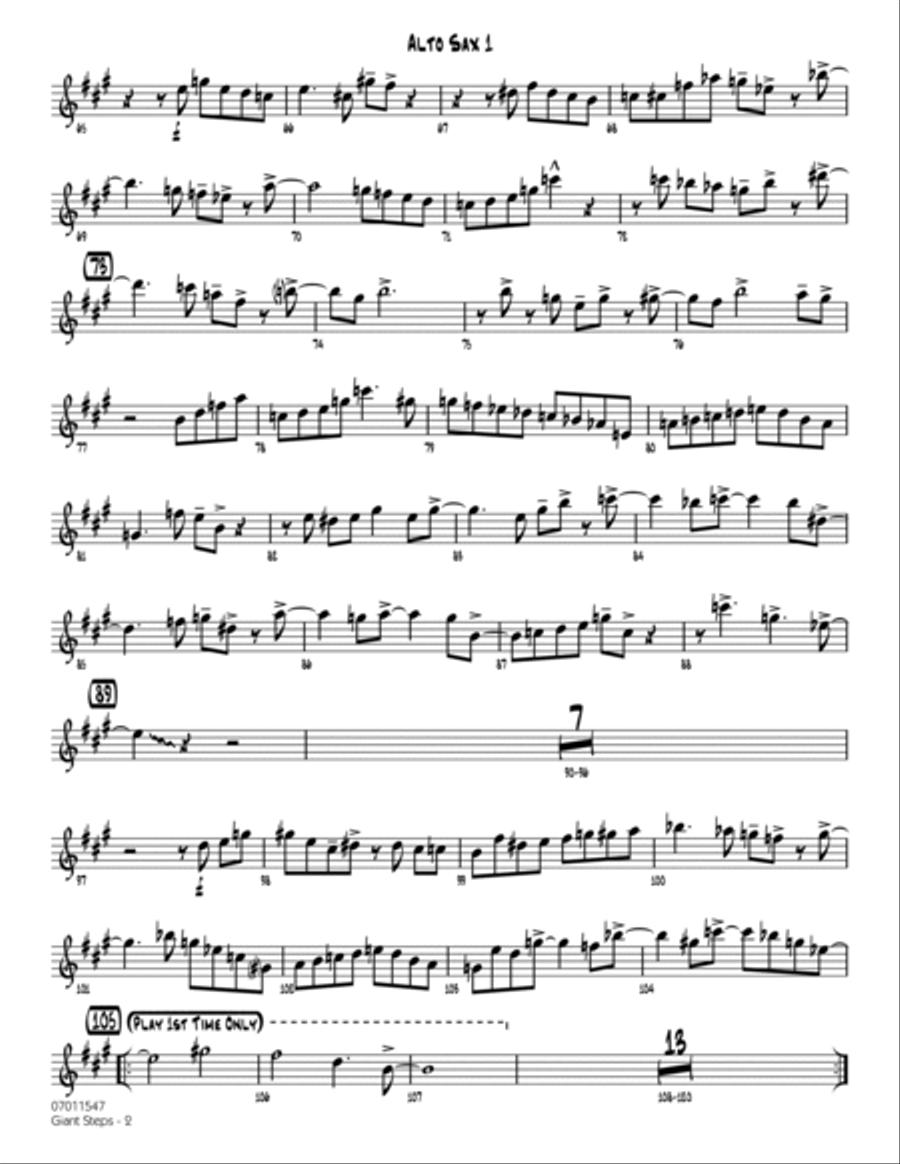Giant Steps (arr. Mark Taylor) - Alto Sax 1 Jazz Ensemble scores gallery preview page 2