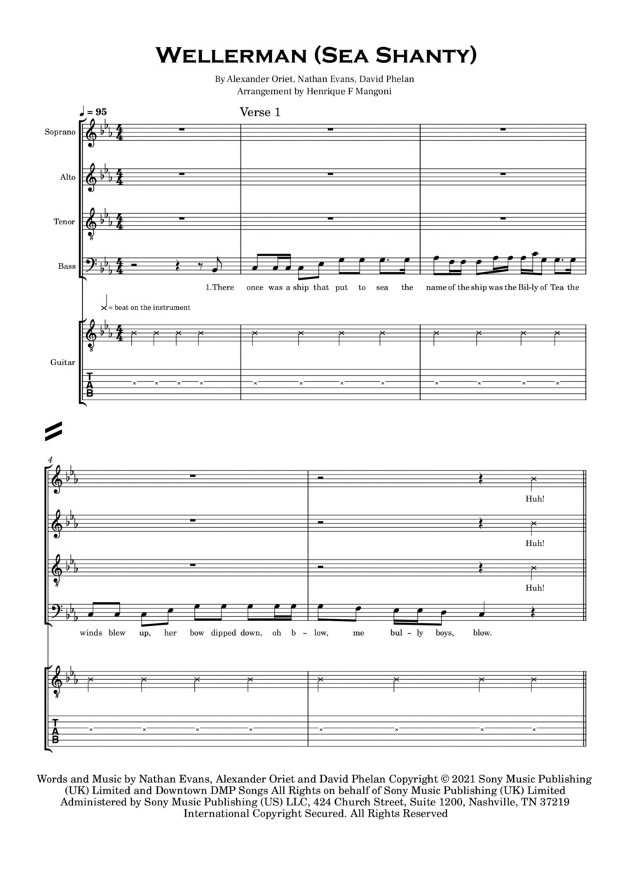 Wellerman 4-Part scores gallery preview page 1