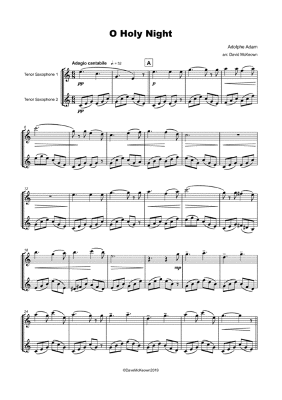 O Holy Night, (Cantique de Noel), Tenor Saxophone Duet Woodwind Duet scores gallery preview page 2