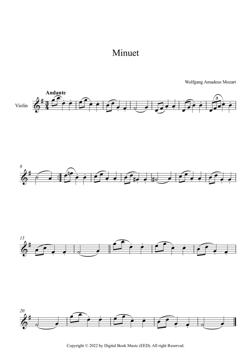 Minuet (In F Major) - Wolfgang Amadeus Mozart (Violin)