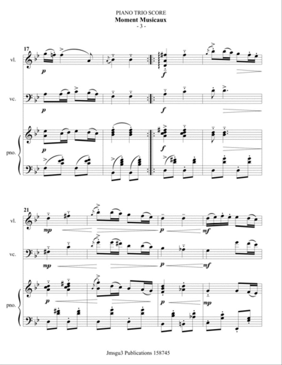 Schubert: Moment Musicaux for String Trio String Trio scores gallery preview page 3