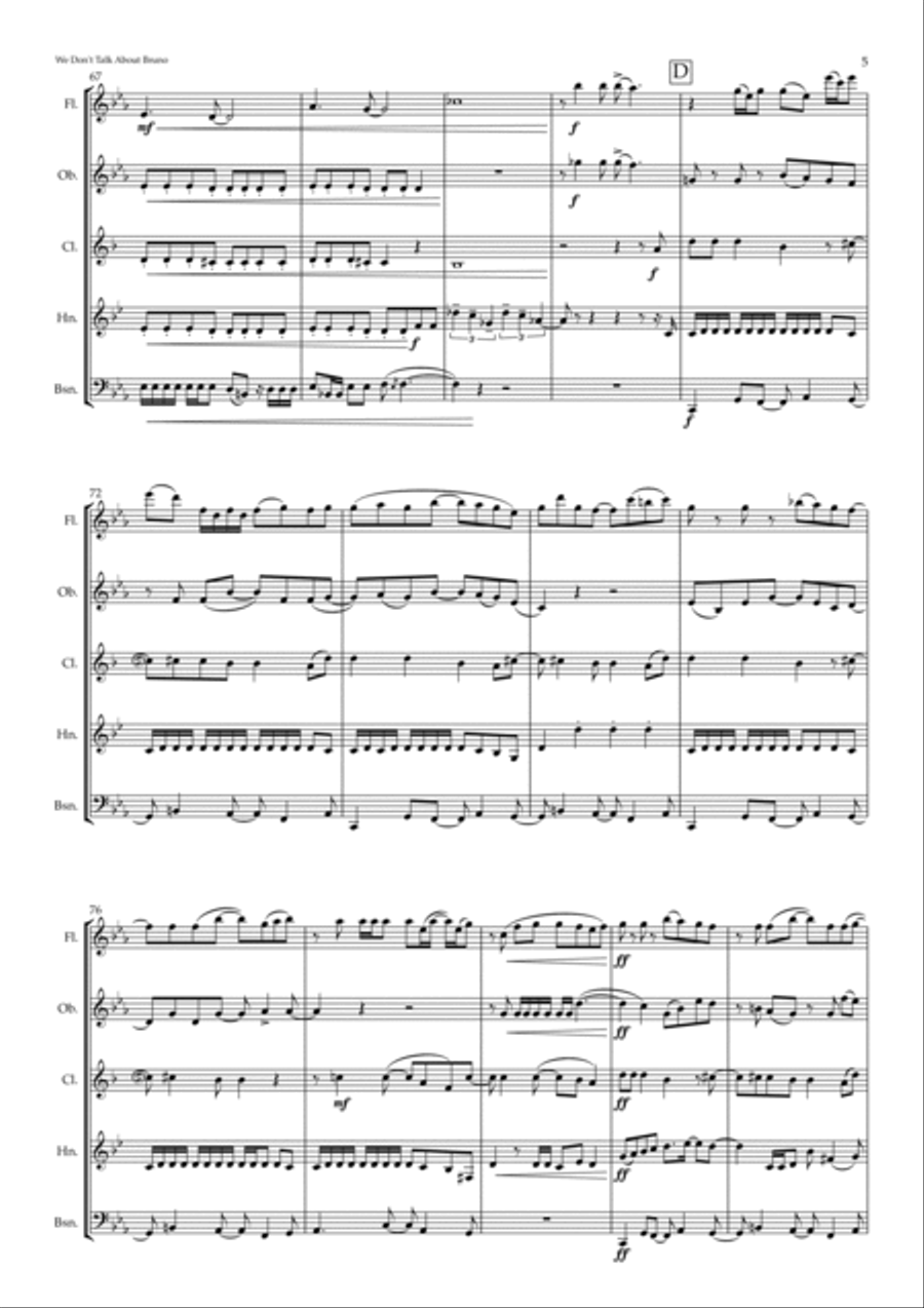 We Don't Talk About Bruno Woodwind Quintet scores gallery preview page 5