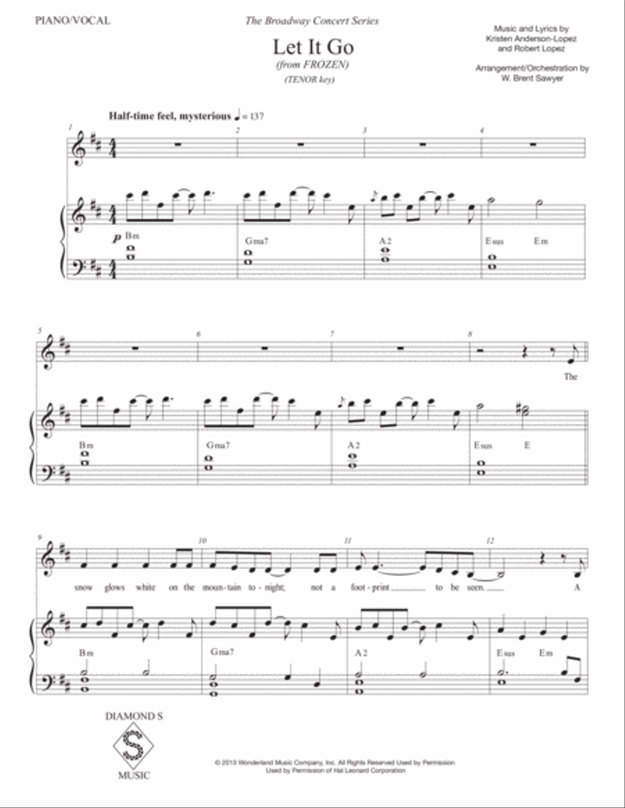 Let It Go (from Frozen) Tenor Voice scores gallery preview page 2