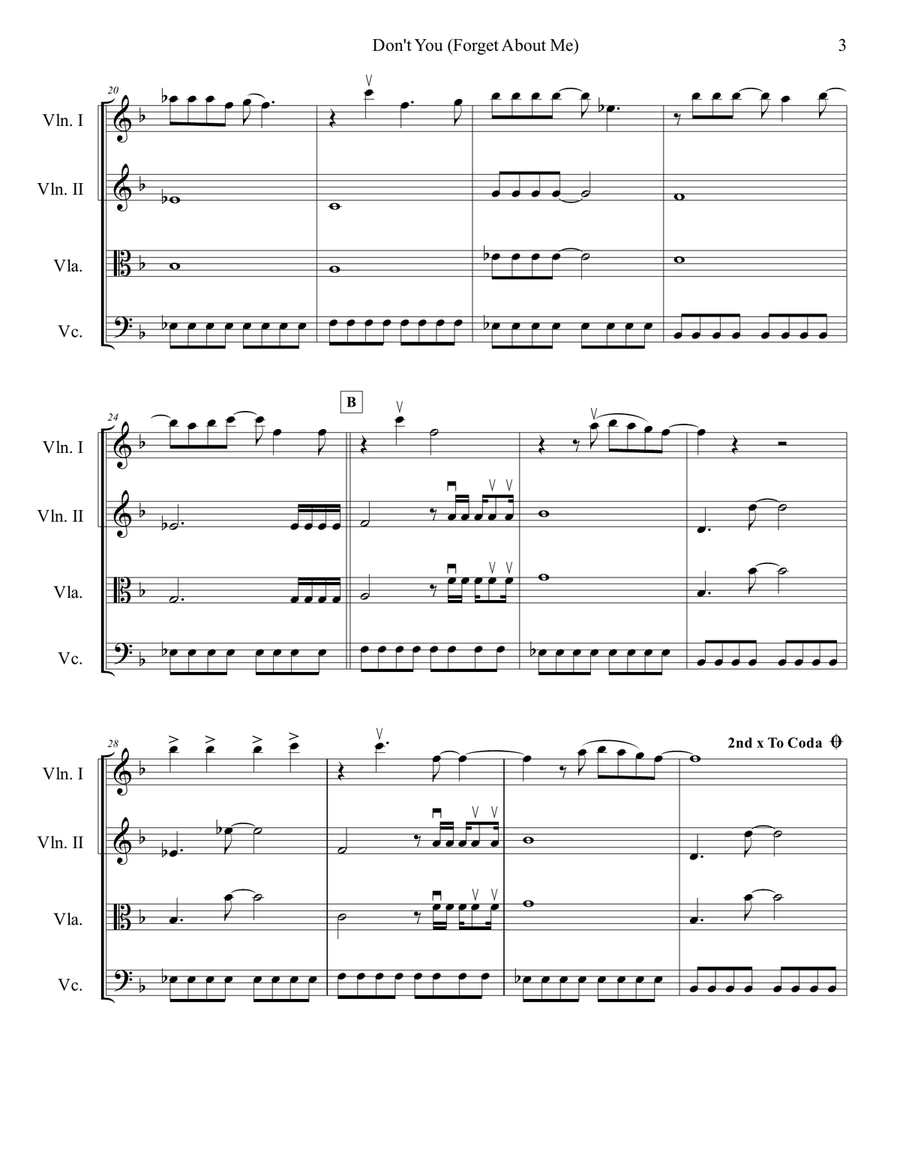 Don't You (forget About Me) String Quartet scores gallery preview page 4