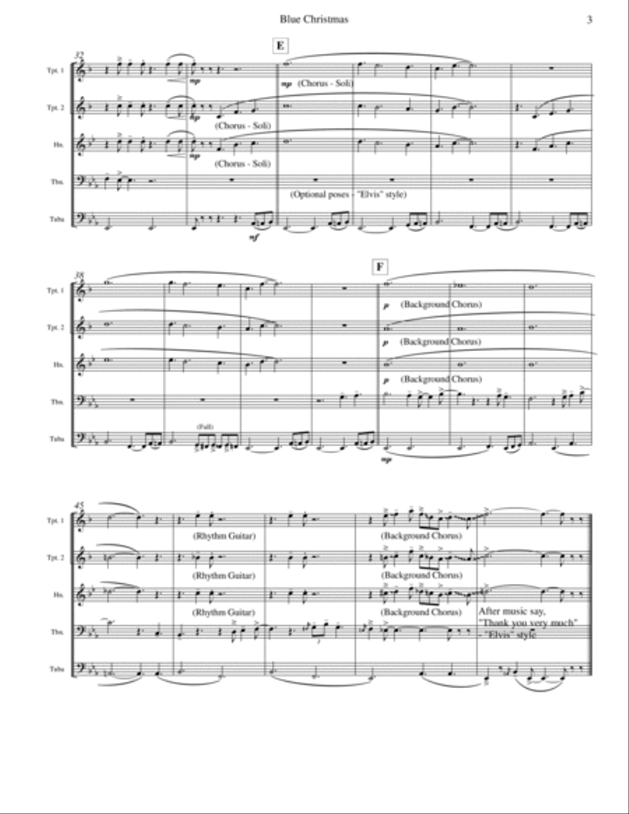 Blue Christmas Brass Quintet scores gallery preview page 3