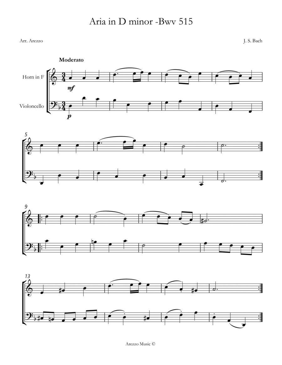 aria bwv 515 horn and cello sheet music image number null