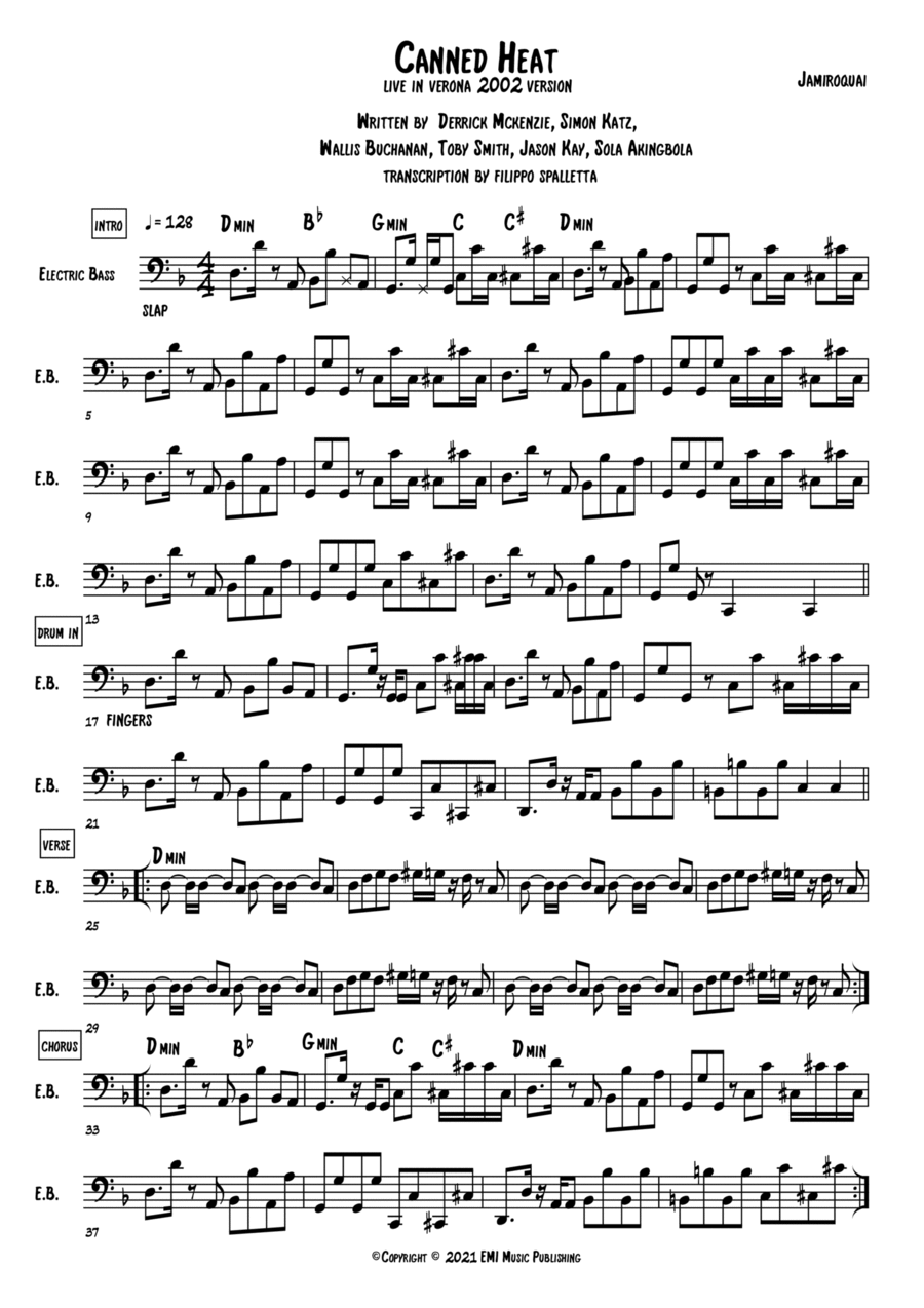 Canned Heat Canned Heat Bass Guitar scores gallery preview page 1