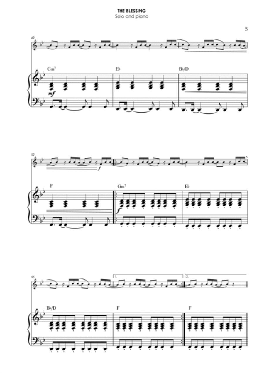 The Blessing Piano scores gallery preview page 6