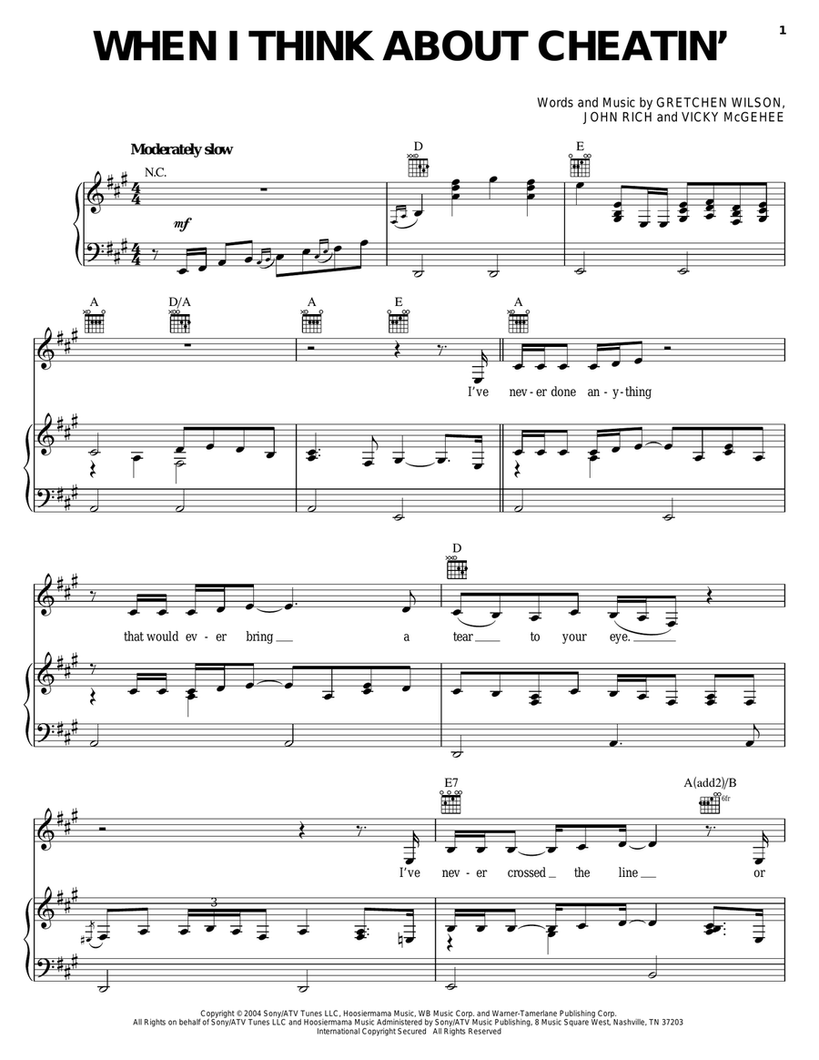When I Think About Cheatin' Guitar scores gallery preview page 1