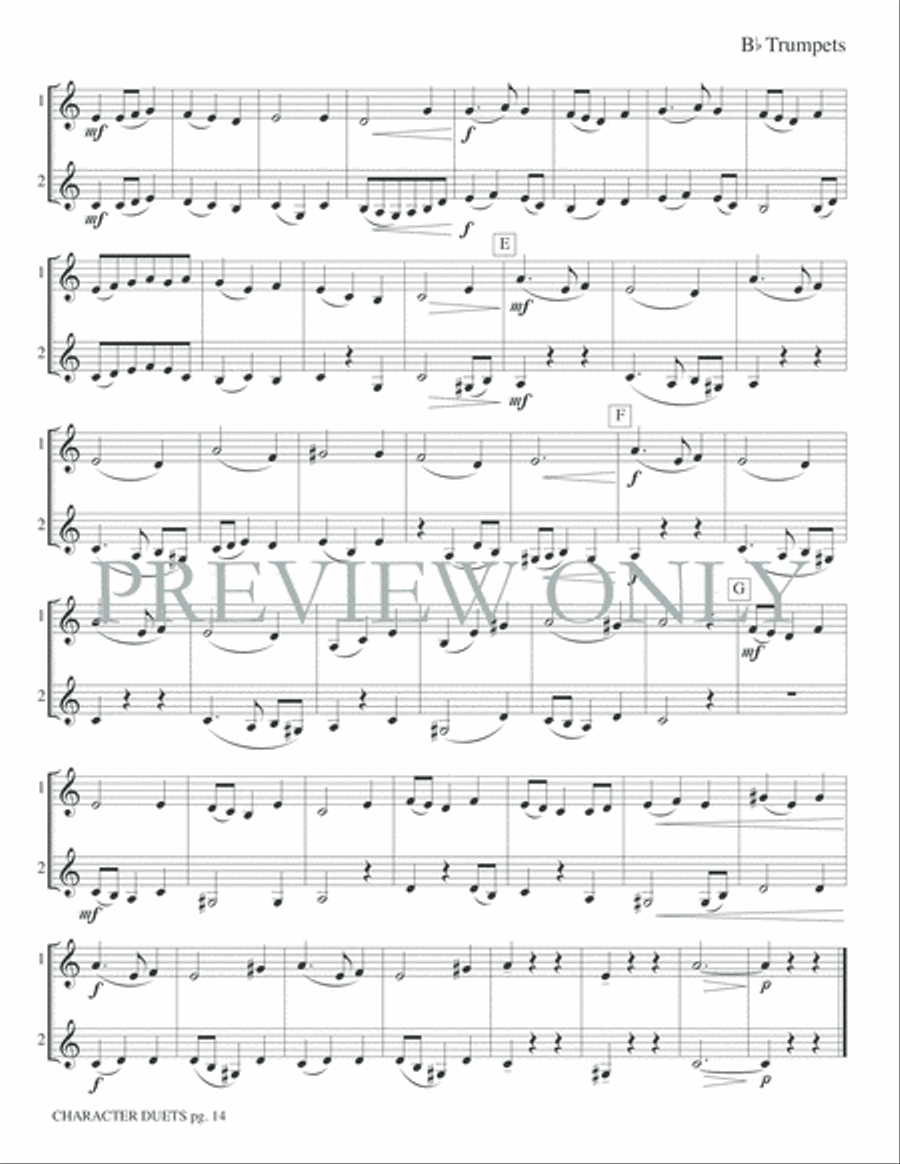 Just for Two -- Character Duets Trumpet Duet scores gallery preview page 16