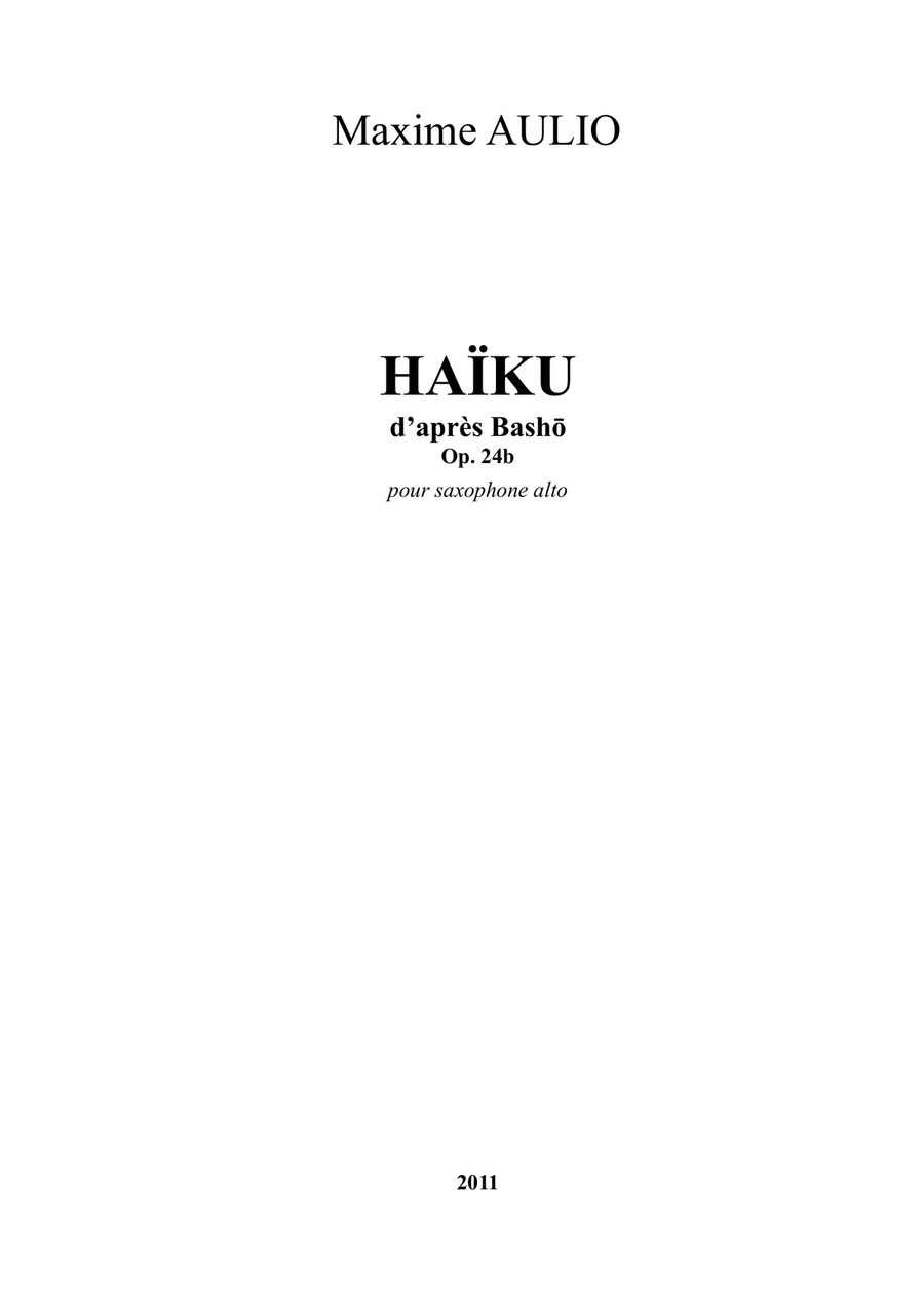 Haiku, for alto saxophone Alto Saxophone scores gallery preview page 1