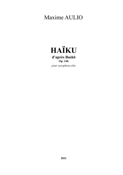 Haiku, for alto saxophone