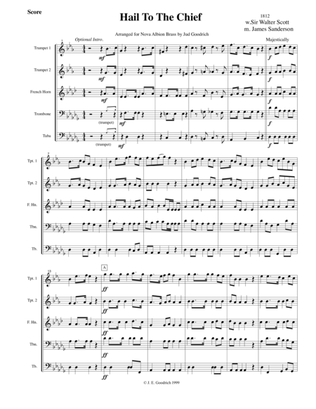 "Hail To The Chief" brass quintet arrangement score and parts