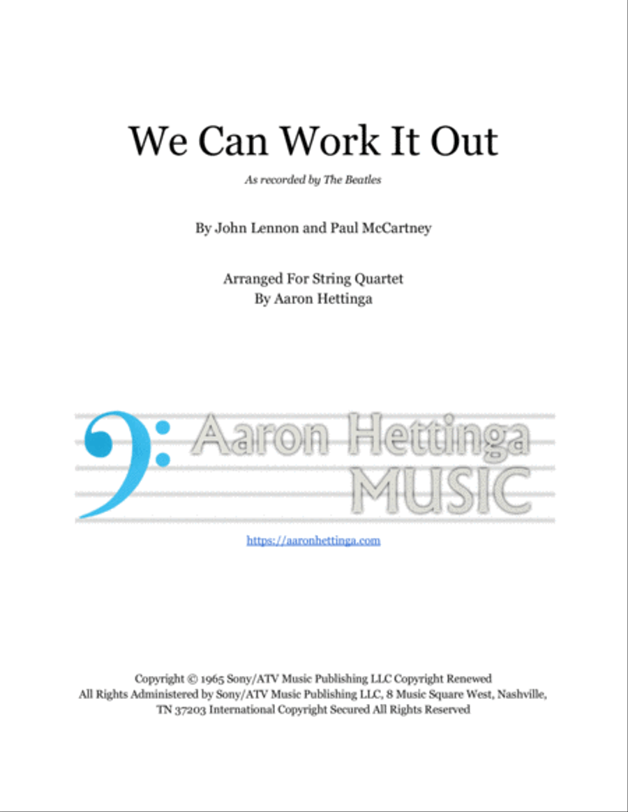 We Can Work It Out String Quartet scores gallery preview page 1