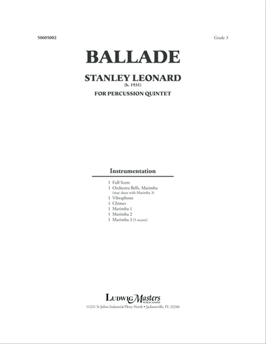 Ballade Percussion scores gallery preview page 1