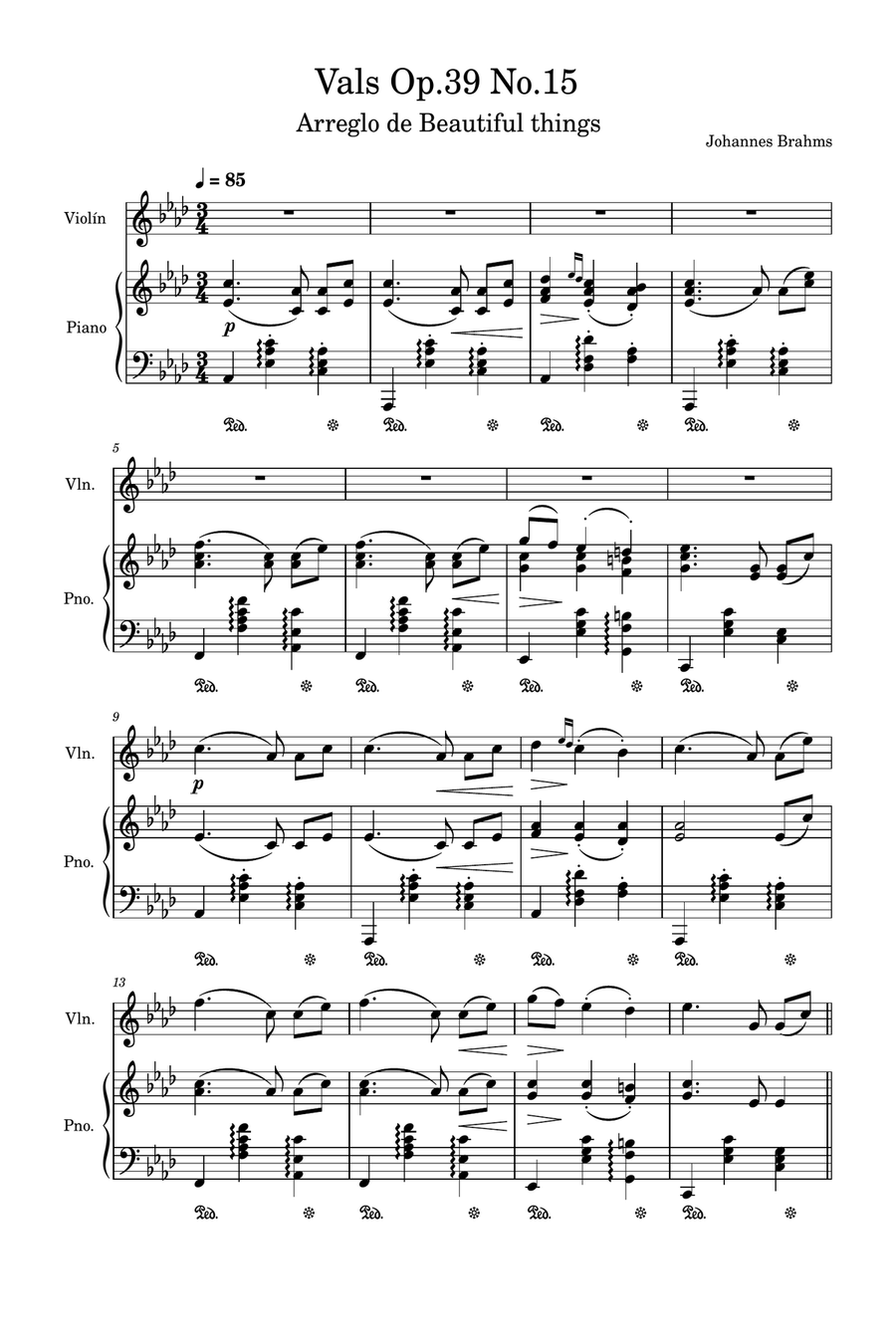 Vals Op.39 No.15 String Duet scores gallery preview page 1
