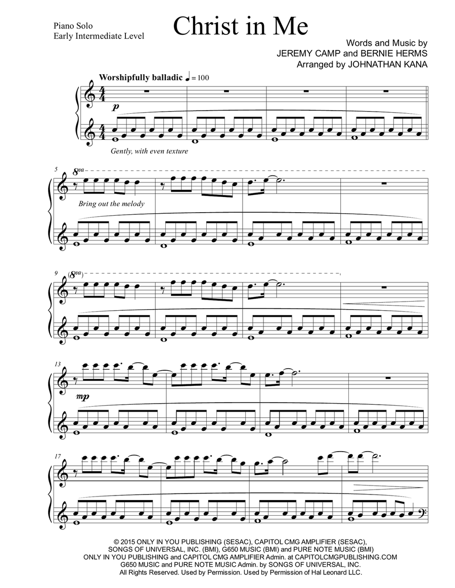 Christ In Me Christ In Me Piano Solo scores gallery preview page 1