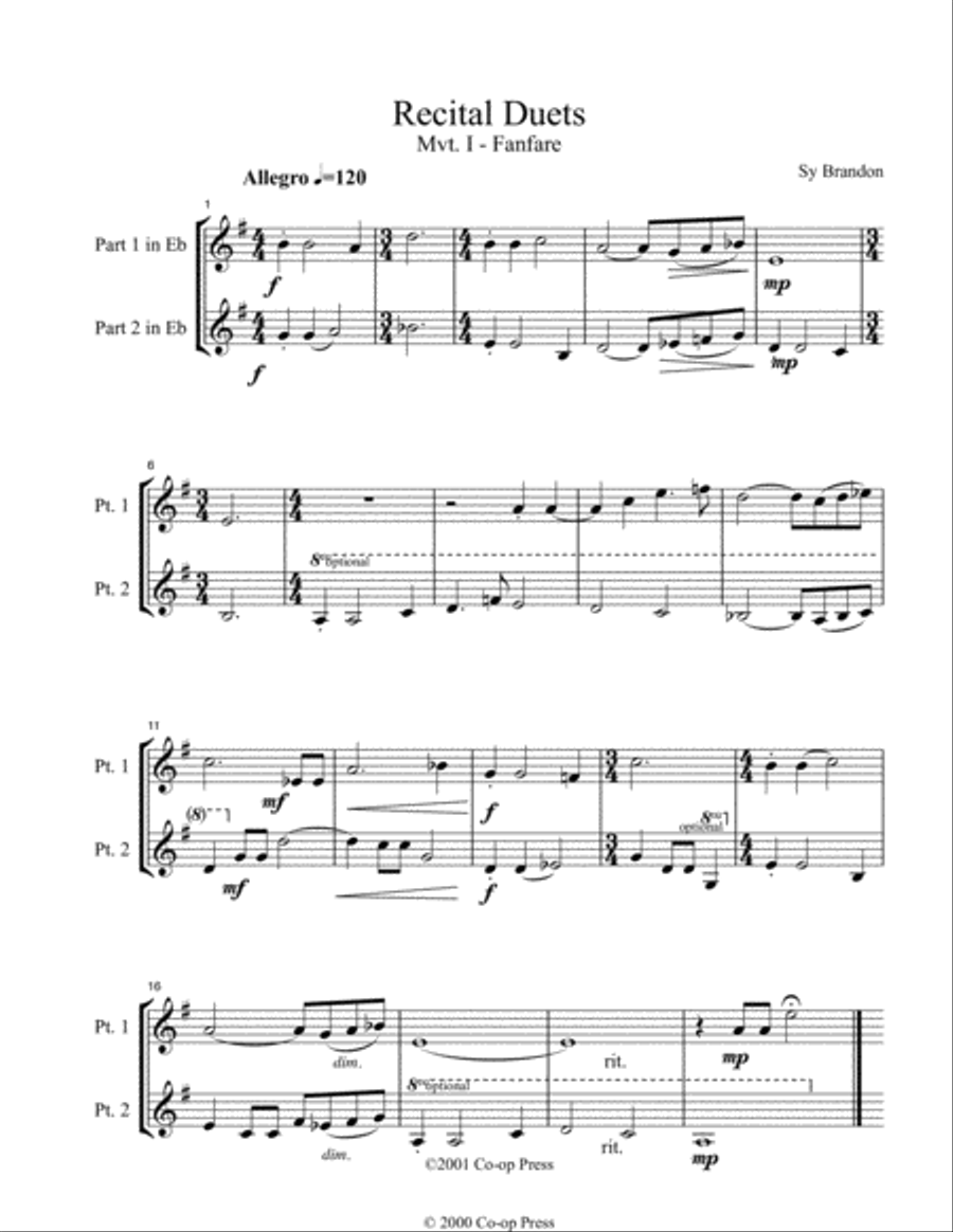 Recital Duets Eb Book Score and Parts scores gallery preview page 1