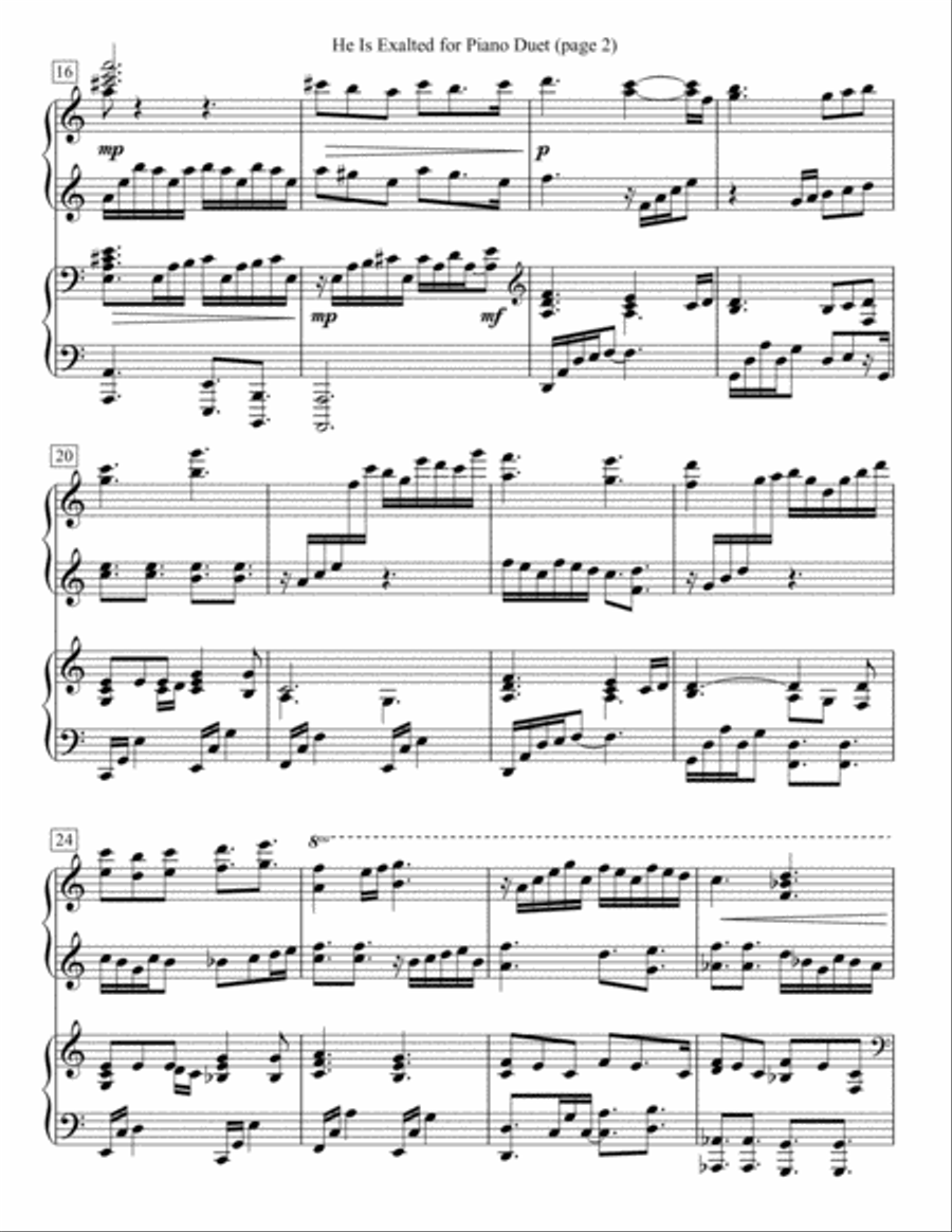 He Is Exalted He Is Exalted 1 Piano, 4-Hands scores gallery preview page 2