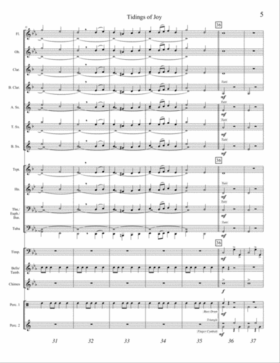 TIDINGS OF JOY (young concert band - Easy - score, parts, & license to copy) image number null