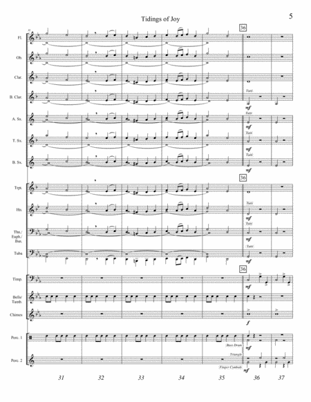 TIDINGS OF JOY (young concert band - Easy - score, parts, & license to copy) image number null