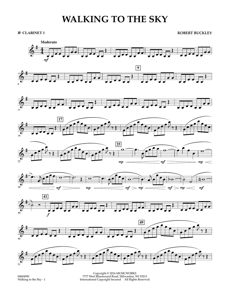 Walking to the Sky - Bb Clarinet 1 Concert Band scores gallery preview page 1