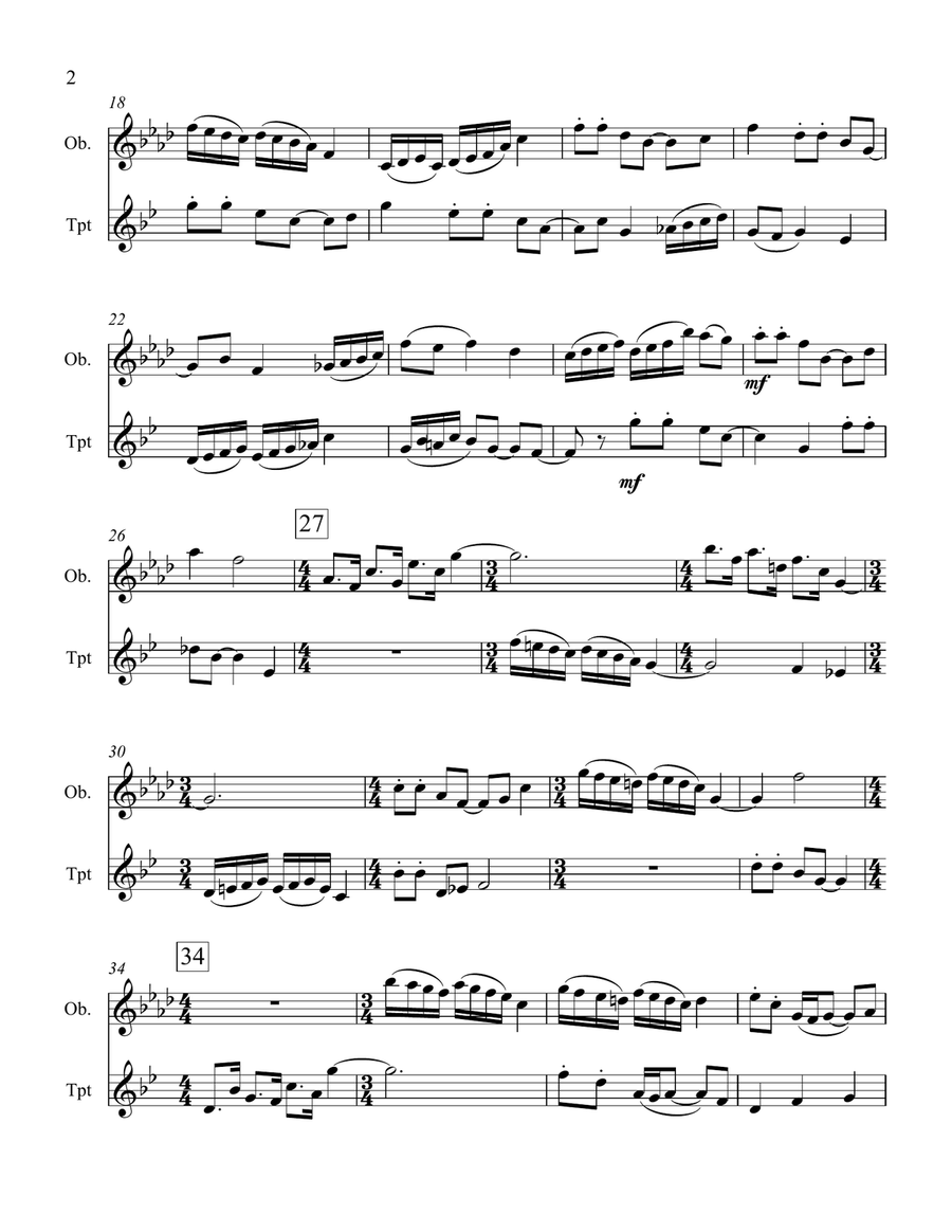 Three Flirtations for Oboe and Trumpet English Horn scores gallery preview page 2