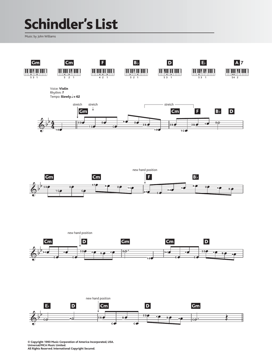 Theme From Schindler's List Piano Solo scores gallery preview page 1