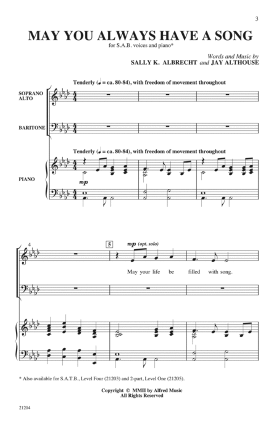 May You Always Have a Song Choir scores gallery preview page 1