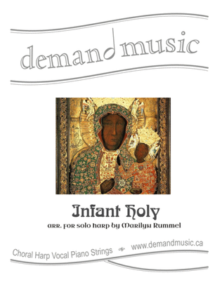 Book cover for Infant Holy - solo intermediate harp - pedal or lever