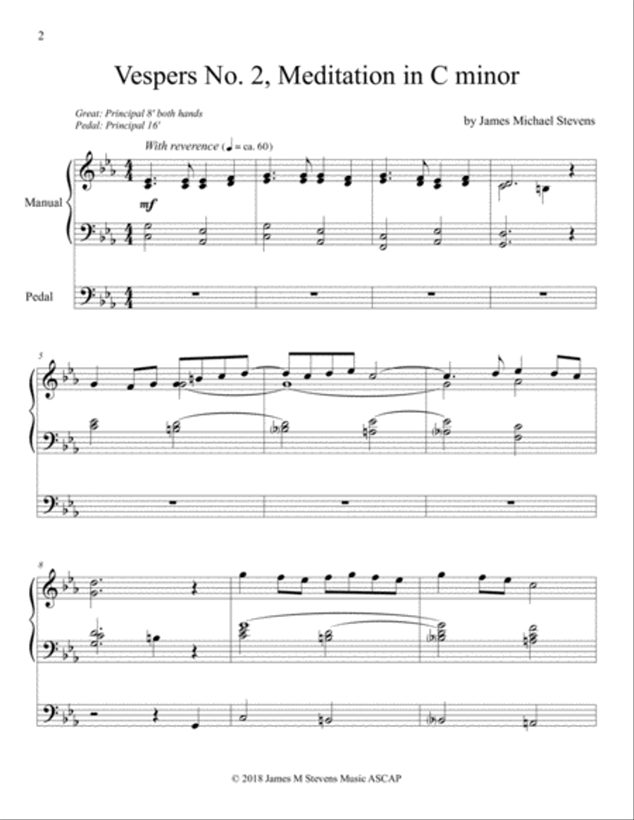 Vespers No. 2 - Meditation in C minor - Organ Solo Organ Solo scores gallery preview page 2