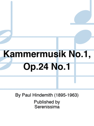 Book cover for Kammermusik No.1, Op.24 No.1