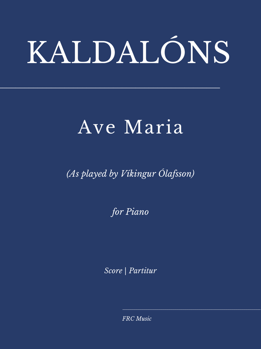 Kaldalóns: Ave Maria (as played by Vikíngur Ólafsson) Piano Solo scores gallery preview page 1