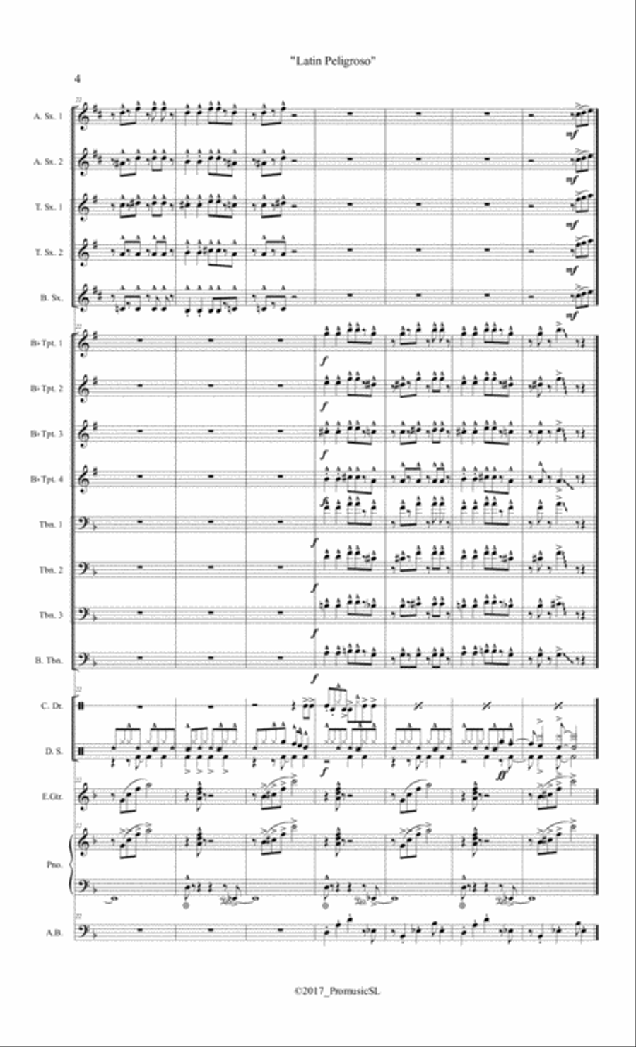 Latin Peligroso (Dangerous Latin) Jazz Ensemble scores gallery preview page 4