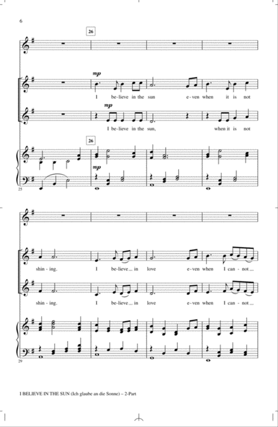 I Believe In The Sun (Ich Glaube An Die Sonne) 2-Part scores gallery preview page 4