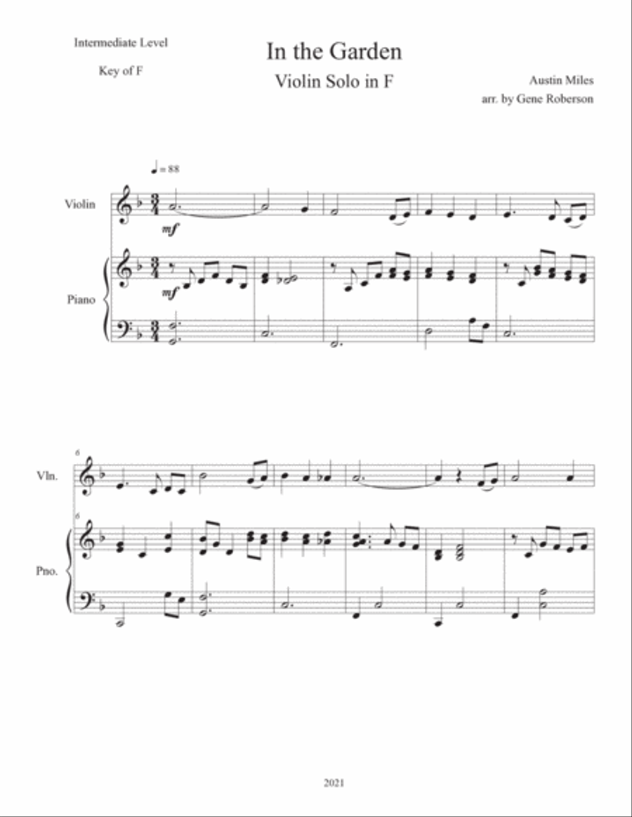 In the Garden Intermediate Violin Solo in F Violin Solo scores gallery preview page 2