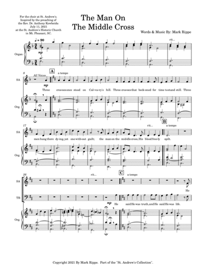 The Man On The Middle Cross - SATB (StA C00161) image number null