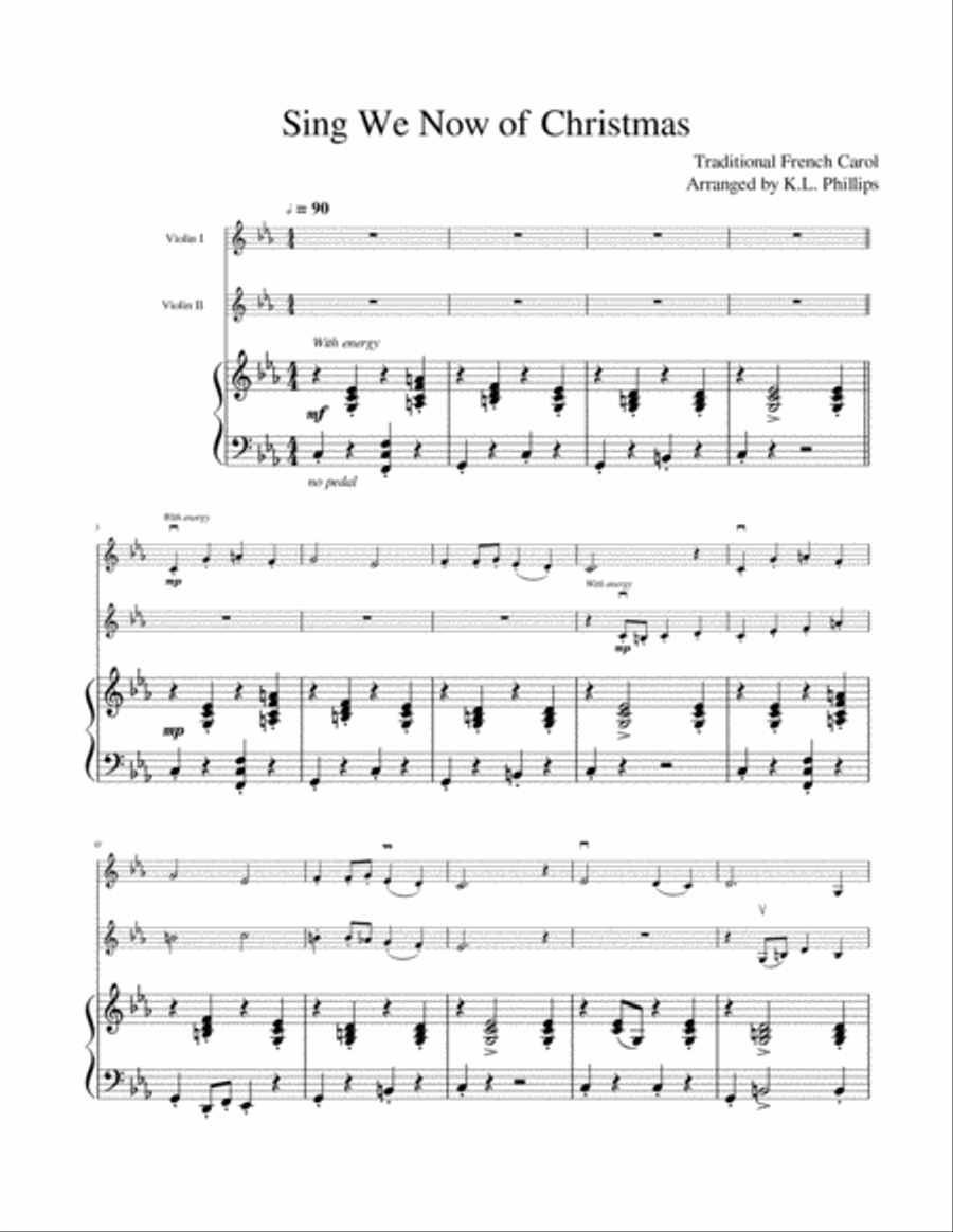 Sing We Now of Christmas - Violin Duet with Piano Accompaniment String Duet scores gallery preview page 2