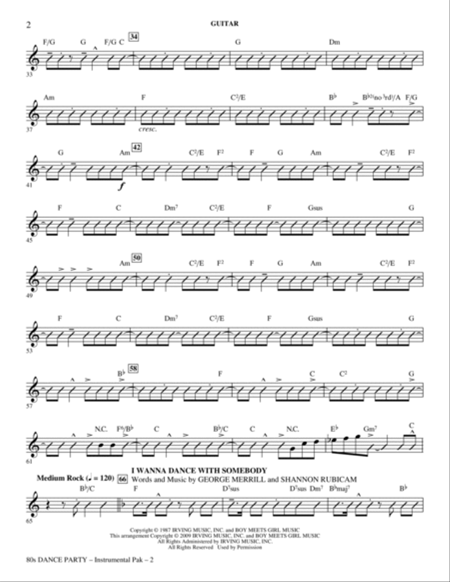 80s Dance Party (Medley) - Guitar Choir scores gallery preview page 2