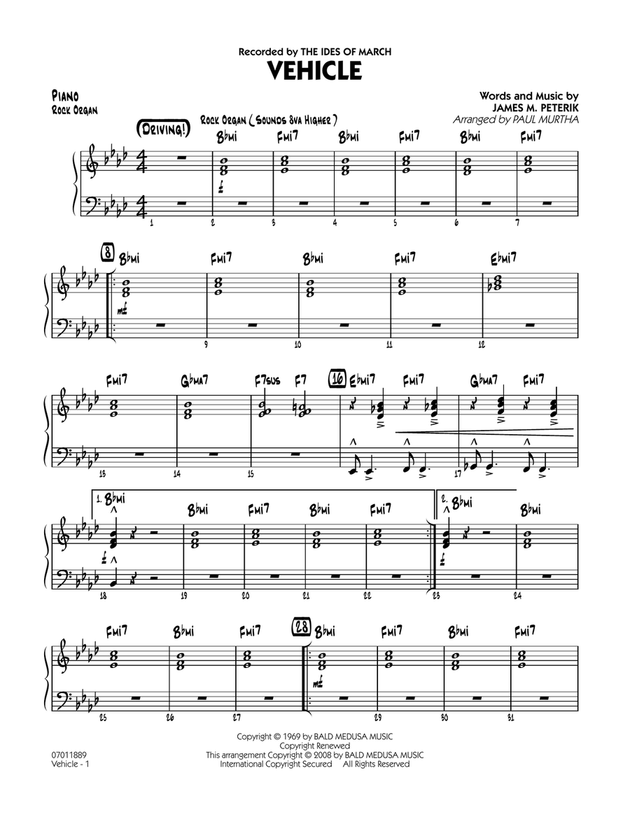 Vehicle - Piano Jazz Ensemble scores gallery preview page 1