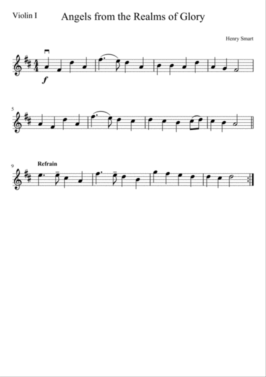 Angels from the Realms of Glory (three violins and cello) String Quartet scores gallery preview page 3