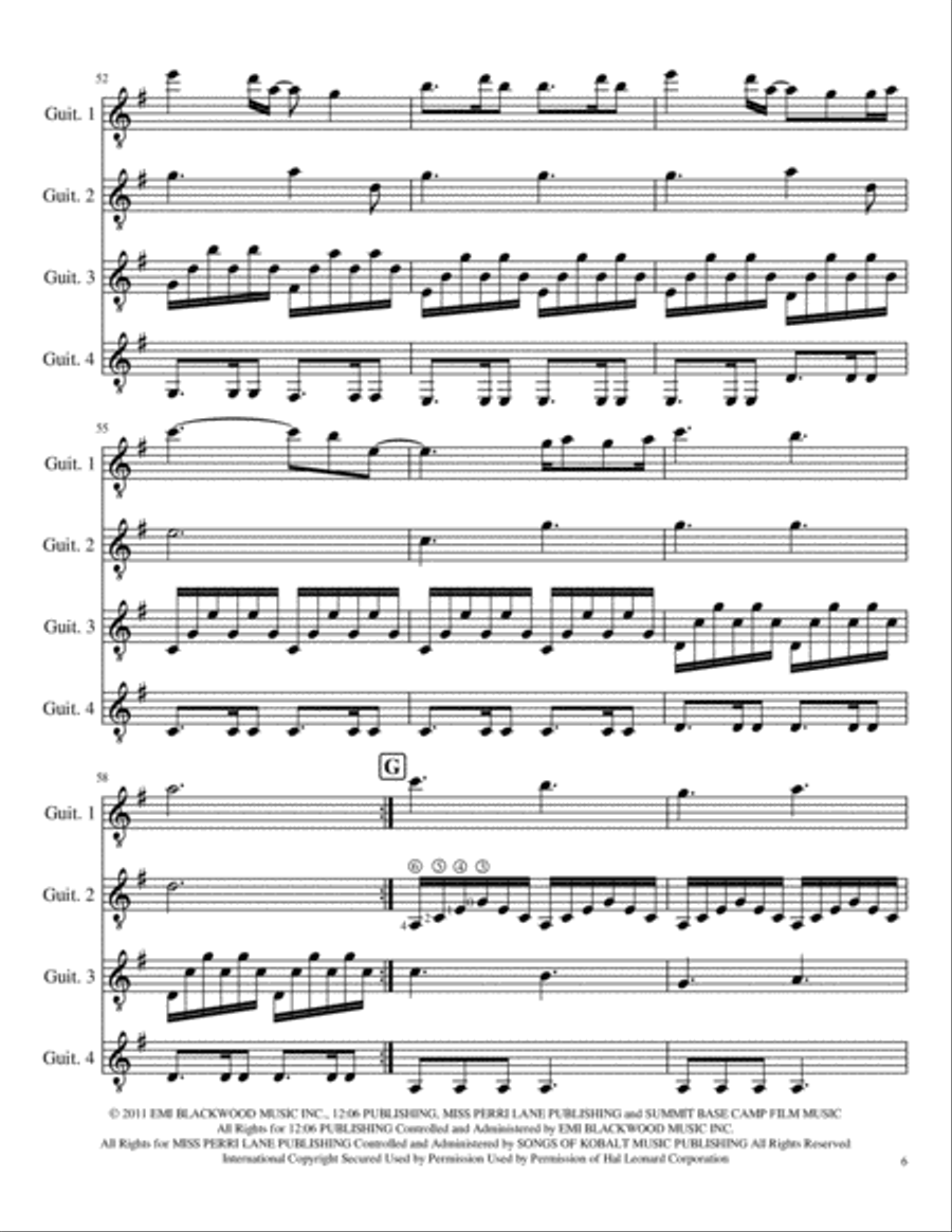 A Thousand Years Guitar Ensemble scores gallery preview page 6