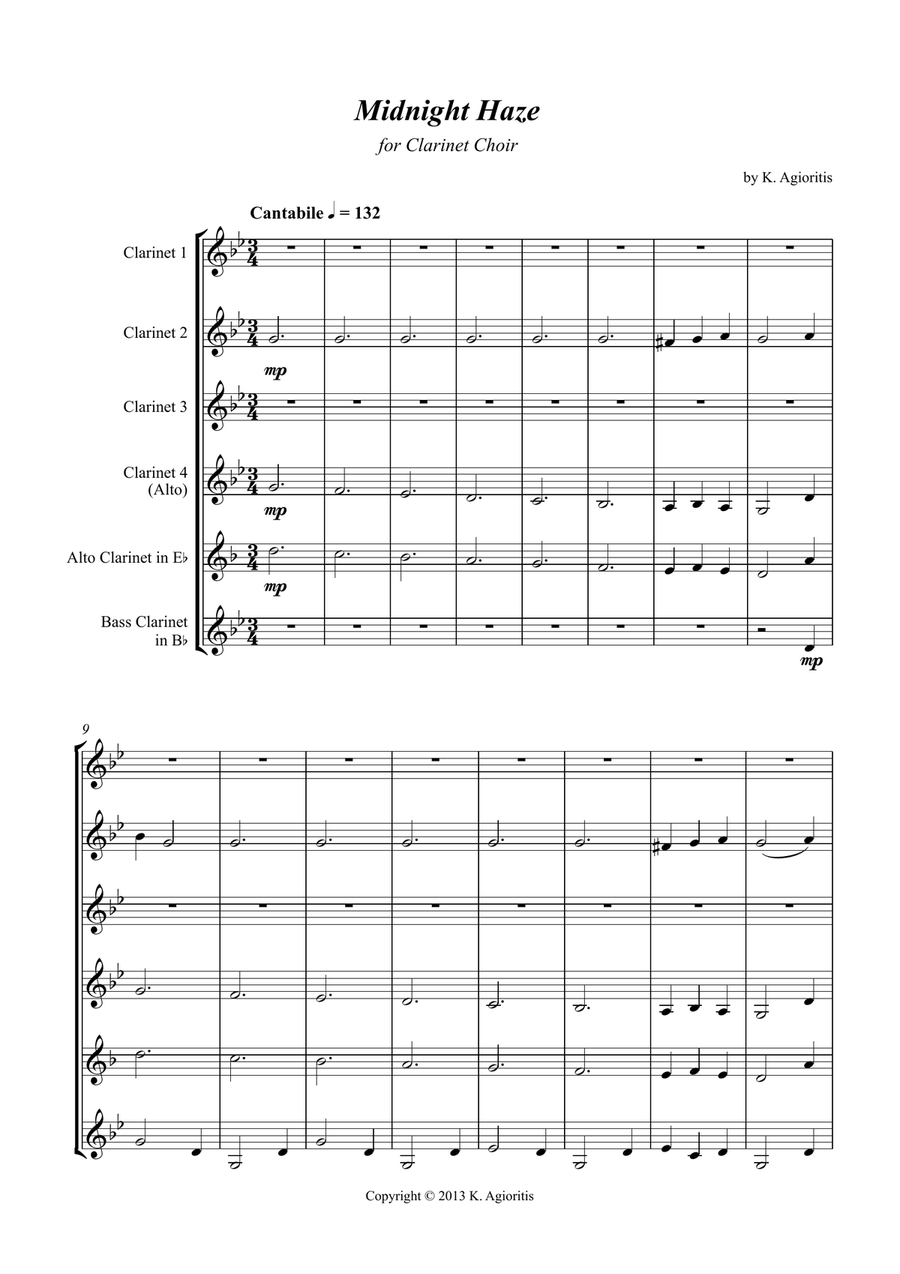 Midnight Haze - for Clarinet Choir Clarinet Choir scores gallery preview page 2