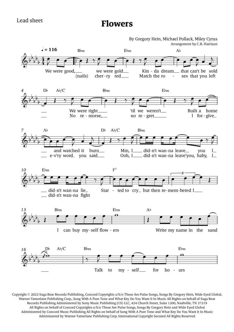 Flowers Easy Piano scores gallery preview page 1