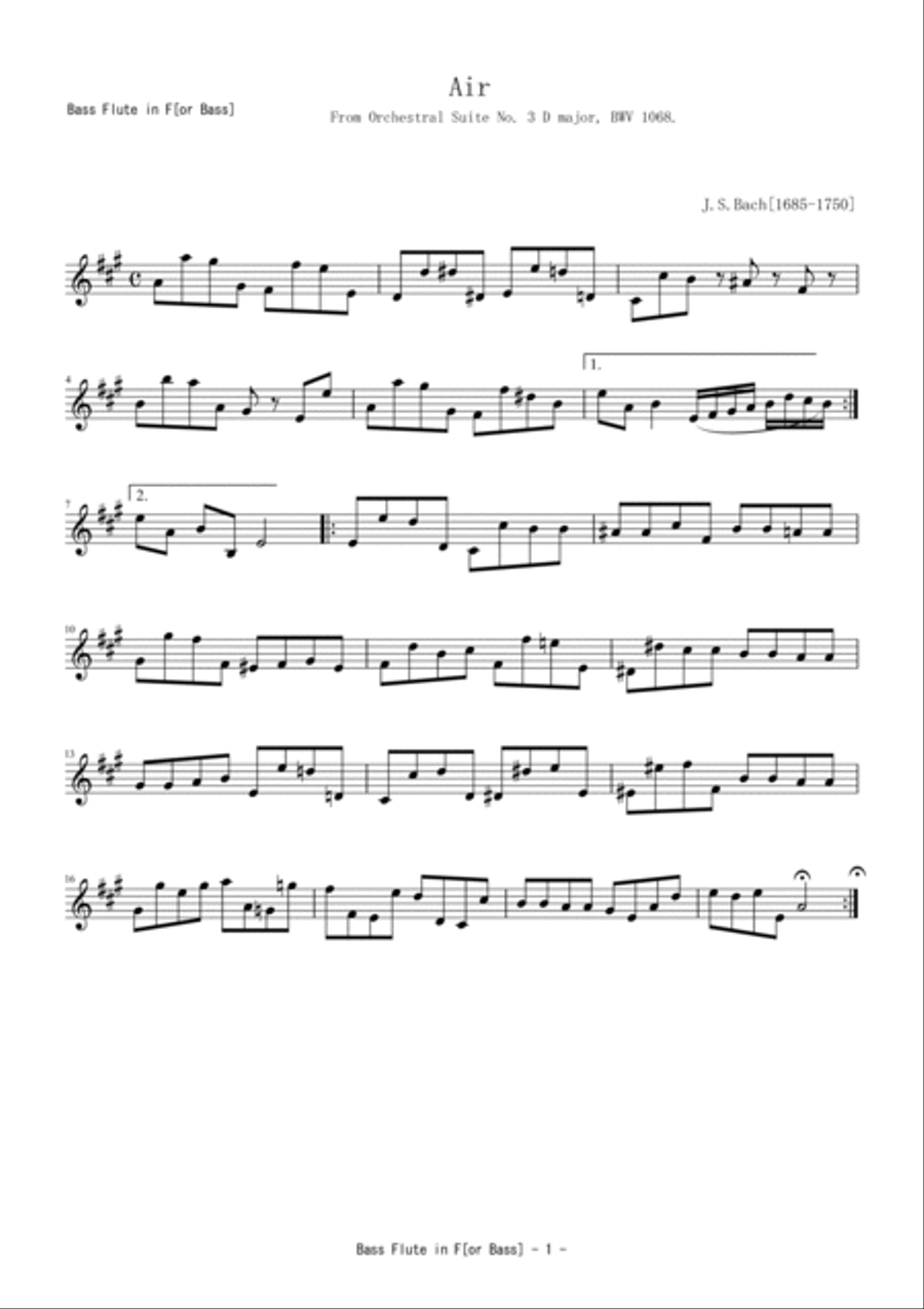 Air from Orchestral Suite No. 3 D major, BWV 1068. Woodwind Quintet scores gallery preview page 4