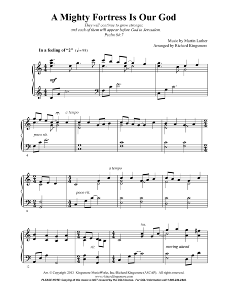 A Mighty Fortress Is Our God Piano Solo scores gallery preview page 1