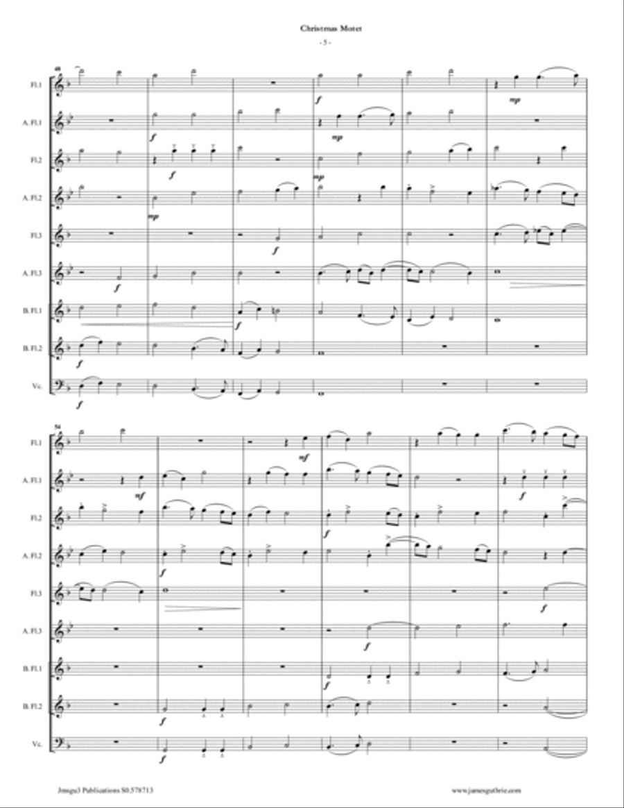 Mouton: Christmas Motet for Flute Choir Flute Choir scores gallery preview page 5